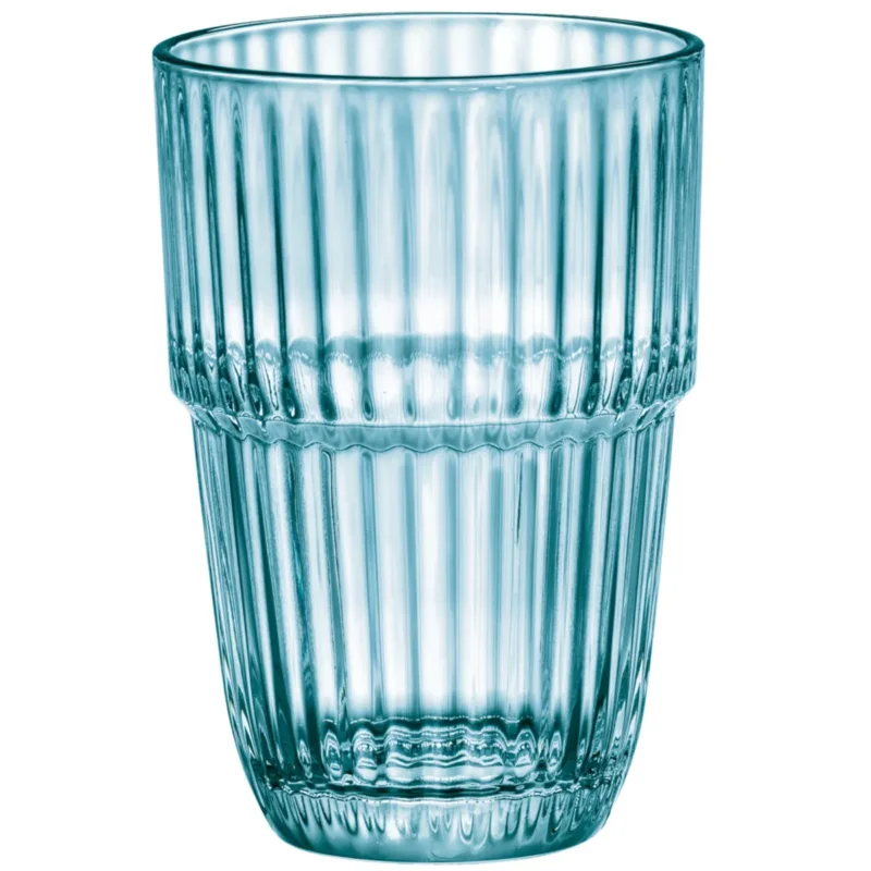 Vente Directe Gobelet forme haute bleu verre trempé 38 cl Barshine Bormioli Rocco