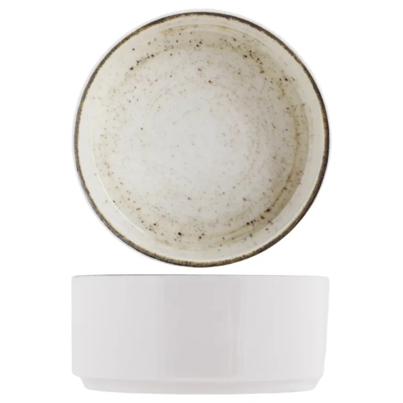 Pas Cher Bol droit rond beige porcelaine Ø 12 cm Lunéa Pro.mundi