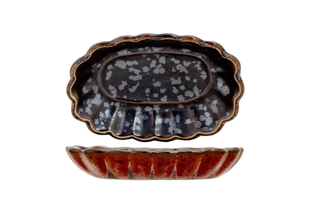 Coupelle ovale brun porcelaine Elements Maroon Proof Prix Réduit