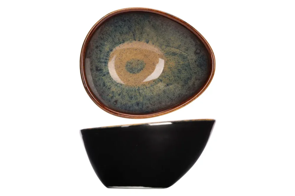 Coupelle ovale noir porcelaine 9 cm Bogota Proof Populaire