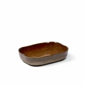 Achat Immédiat Coupelle rectangulaire brun grès émaillé 14,5x10,5 cm Merci Serax