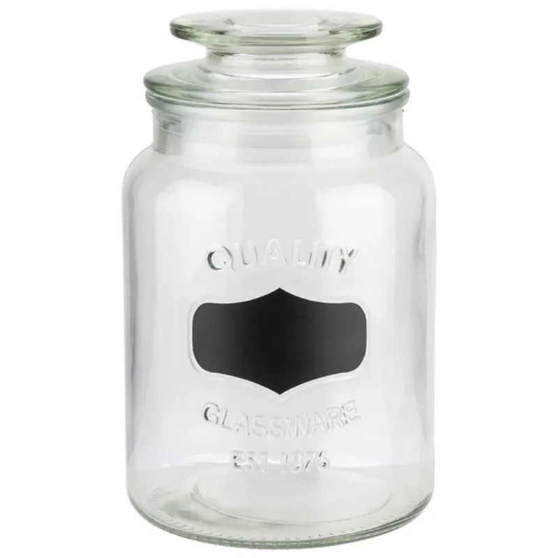 Prix Cassé Pot avec couvercle et étiquette pour craie verre Ø 11,5 cm 19,5 cm 1,2 L Aps