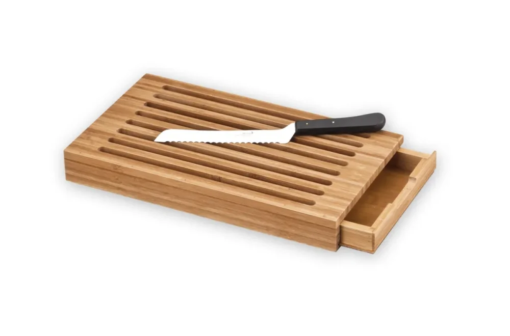 Couteau et planche à pain avec clayette bambou 41,3x23,6x5,5 cm Deglon Dernière Chance