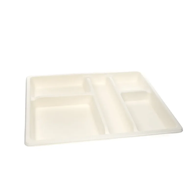 Plateau repas rectangulaire blanc bagasse 32x25,8x3 cm Oxstal Pro.mundi (100 pièces) Expédié Aujourd’hui