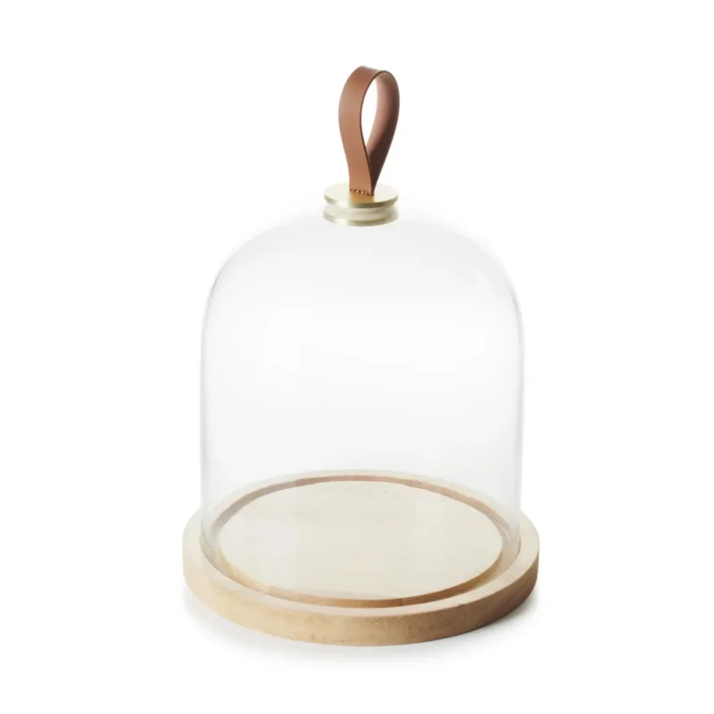 Usine Directe Cloche avec socle bois verre Ø 20 cm 24 cm Revol
