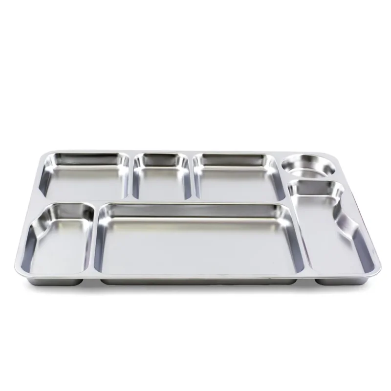 Plateau à compartiments inox argent 46x36 cm Inox Plastorex Authentique