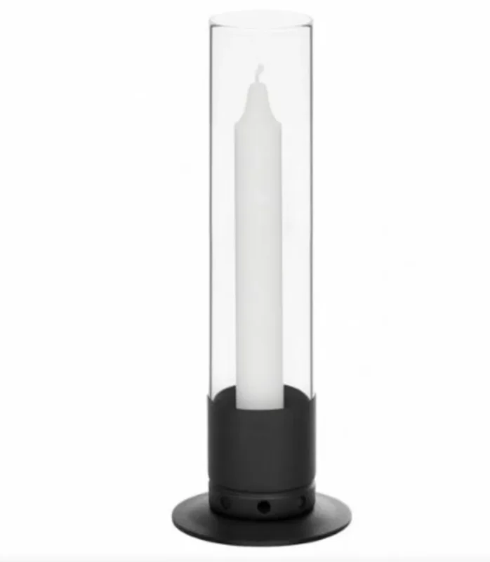 Authentique Photophore noir Ø 9 cm 25 cm Kattvik