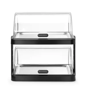 Vitrine à couvercle coulissant roll-top Duo UNIQ – double, HENDI, designed by Robert Bronwasser, Noir, 480x355x(H)480mm Produit De Marque