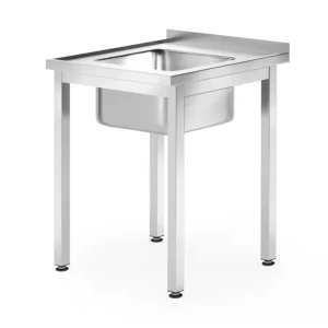 Meilleur Choix Table d'évier – vissée, profondeur 600 mm, HENDI, Profi Line, Évier au milieu, 600x600x(H)850mm