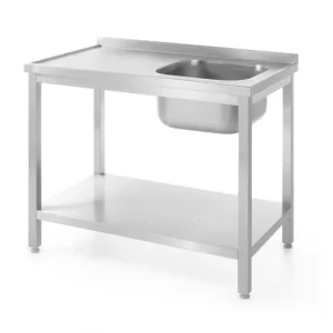Offre Exclusive Table d’évier avec étagère – vissée, profondeur 600 mm, HENDI, Profi Line, côté droit, 1000x600x(H)850mm
