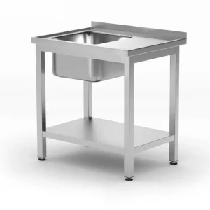 Produit De Marque Table d’évier avec étagère – vissée, profondeur 600 mm, HENDI, Profi Line, Côté gauche, 800x600x(H)850mm