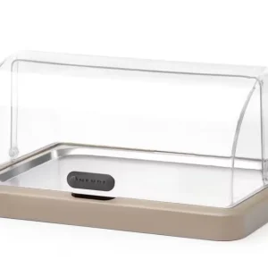 Vitrine réfrigérante à couvercle coulissant roll-top Duo UNIQ, HENDI, designed by Robert Bronwasser, Simple, Beige, 460x355x(H)220mm Meilleur Choix