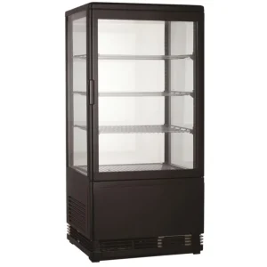 Vitrine réfrigérée verticale de table avec 3 étagères, 68 litres, 0°/+12°C, couleur noire Nouvel Arrivage