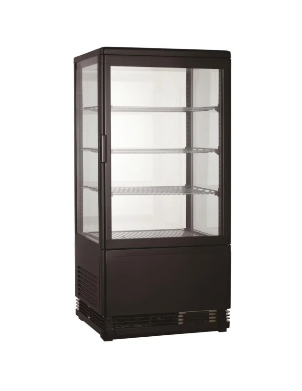 Vitrine réfrigérée verticale de table avec 3 étagères, 68 litres, 0°/+12°C, couleur noire Nouvel Arrivage