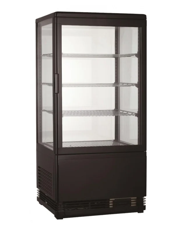Vente Flash Vitrine réfrigérée verticale de table avec 3 étagères, 78 litres, 0°/+12°C, couleur noire