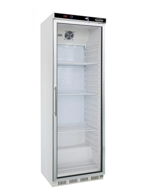 Réfrigérateur 350 litres vitré acier laqué blanc , +0°/+8°C Remise