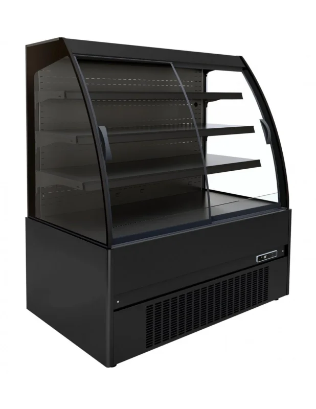 Vitrine réfrigérée ventilée avec 3 étagères, +2°/+4°C, L1510 mm - Self Service noir Authentique