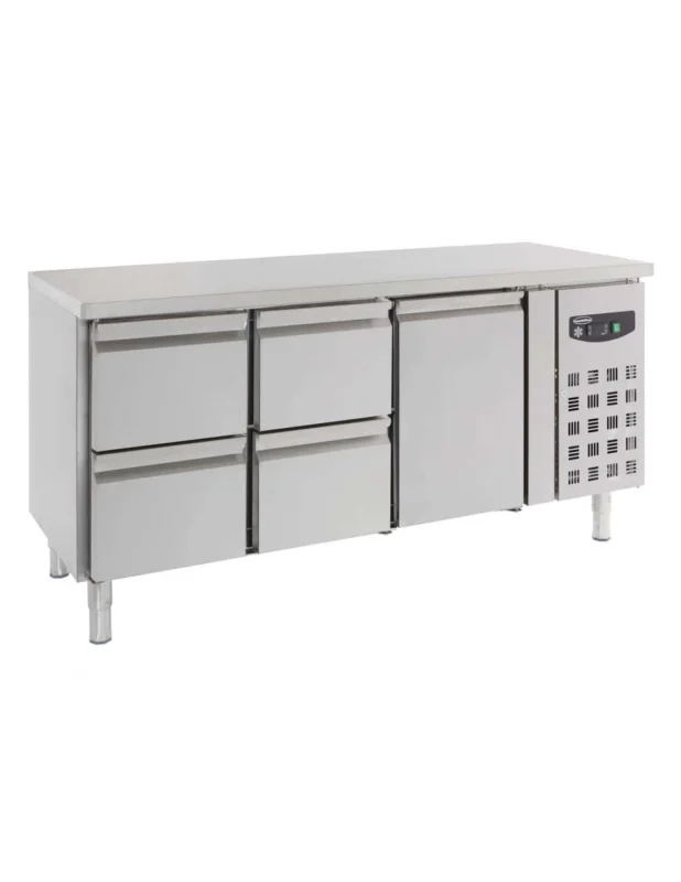 Table réfrigérée 1 porte 4 Tiroirs GN 1/1, +2°/+8°C Satisfait Ou Remboursé