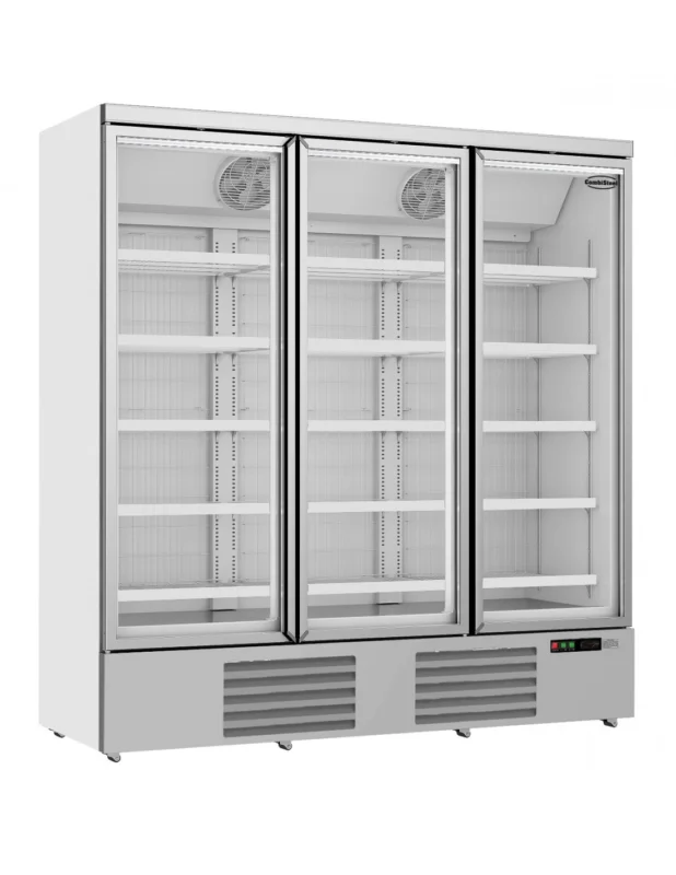 Expédition Rapide Congélateur vitré 1450 litres sur roues avec 2 portes battantes et 12 étagères, -18°/-22°C