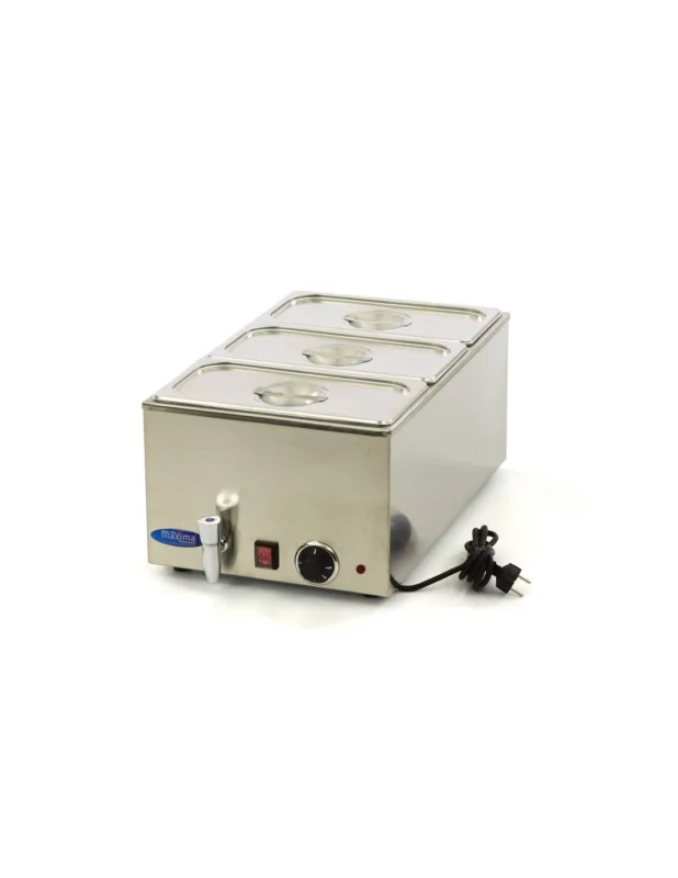 Prix Promo Bain Marie électriqueavec robinet de vidange avec 3 bacs 1/3 GN
