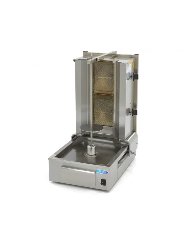 Bon Marché Gril à kebab à gaz avec 2 zones de chauffage, moteur inférieur, 20 kg