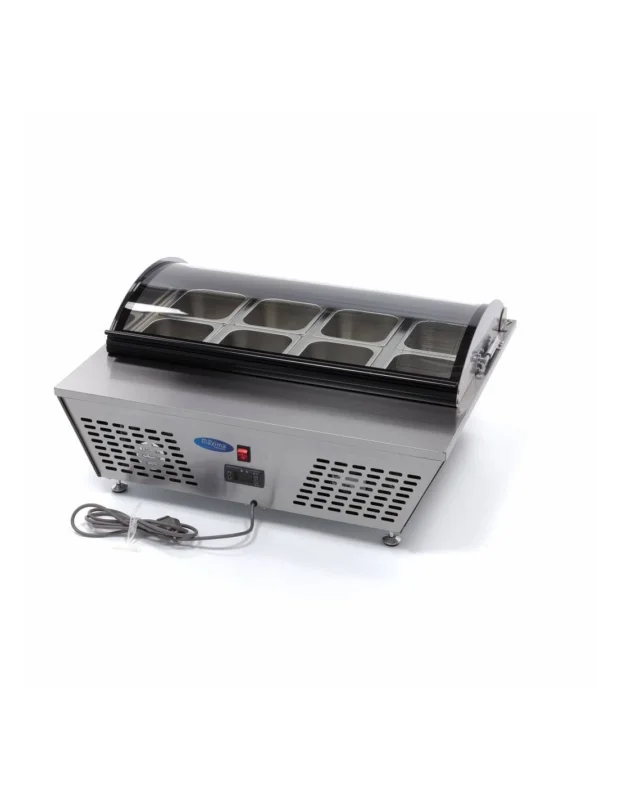 Saladette de table avec couvercle, 8x GN 1/6h100 mm inclus, +0°/+10°C Expédition Rapide