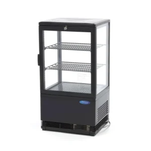 Vitrine réfrigérée verticale de table avec 3 étagères, 58 litres, 0°/+12°C, couleur noire Authentique
