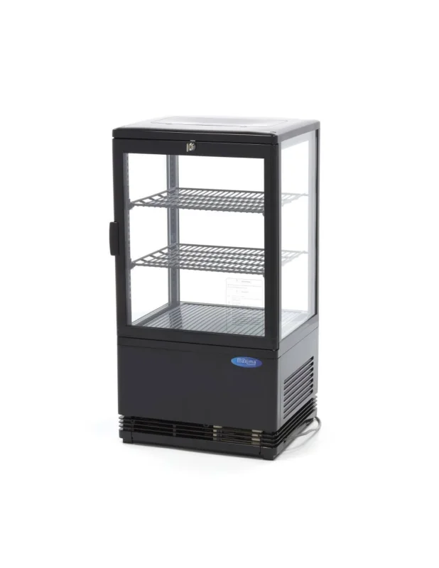 Vitrine réfrigérée verticale de table avec 3 étagères, 58 litres, 0°/+12°C, couleur noire Authentique