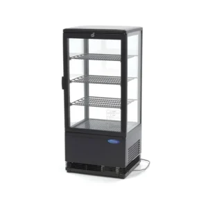 Vitrine réfrigérée verticale de table avec 4 étagères, 78 litres, 0°/+12°C, couleur noire Quantité Limitée