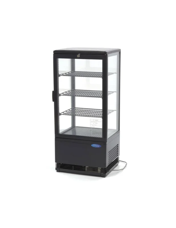 Vitrine réfrigérée verticale de table avec 4 étagères, 78 litres, 0°/+12°C, couleur noire Quantité Limitée