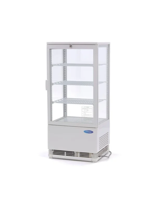 Réduction Vitrine réfrigérée verticale de table avec 4 étagères, 78 litres, 0°/+12°C, couleur blanche