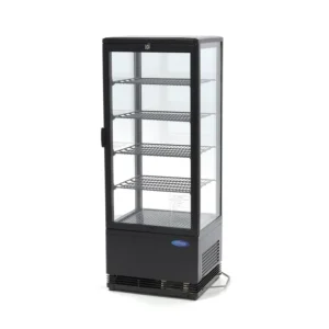 Vitrine réfrigérée verticale de table avec 5 étagères, 98 litres, 0°/+12°C, couleur noire Promotion