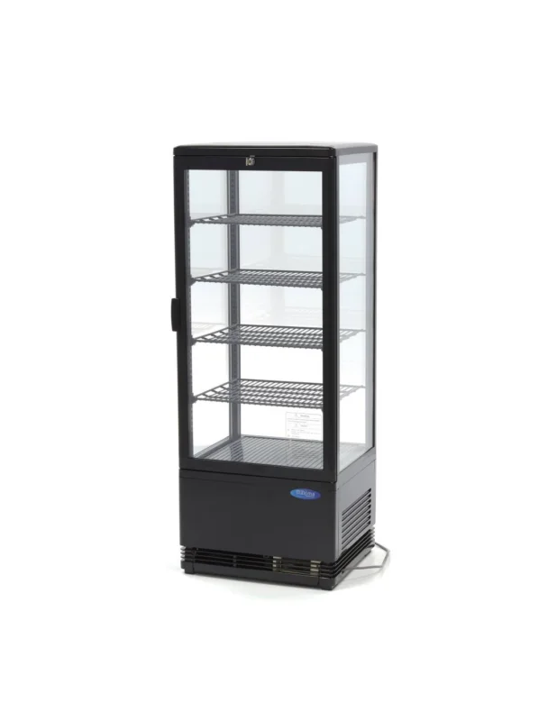 Vitrine réfrigérée verticale de table avec 5 étagères, 98 litres, 0°/+12°C, couleur noire Promotion