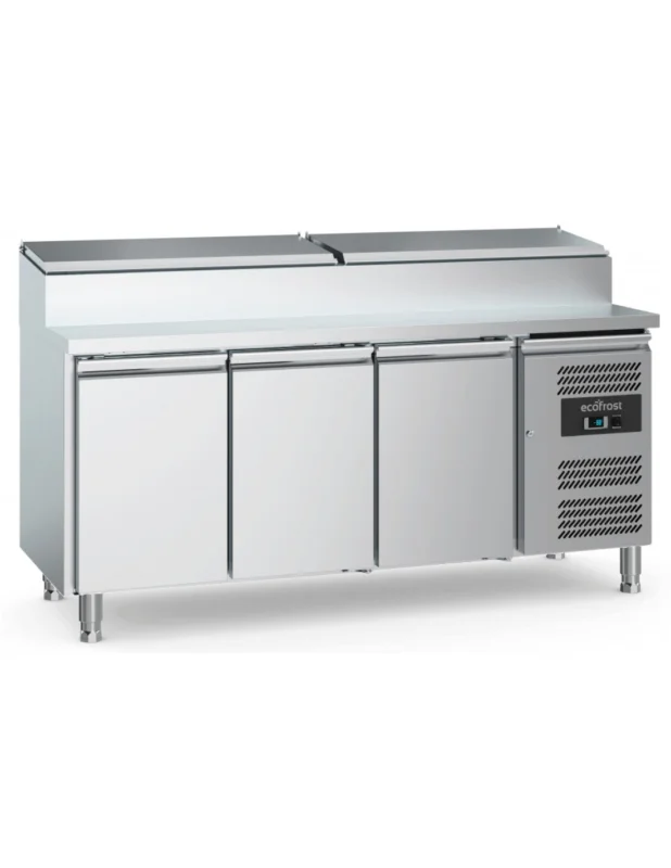 Livraison Gratuite Table réfrigérée saladette avec 3 portes GN 1/1, 8x GN 1/3 h150 mm, 2°/+8°C