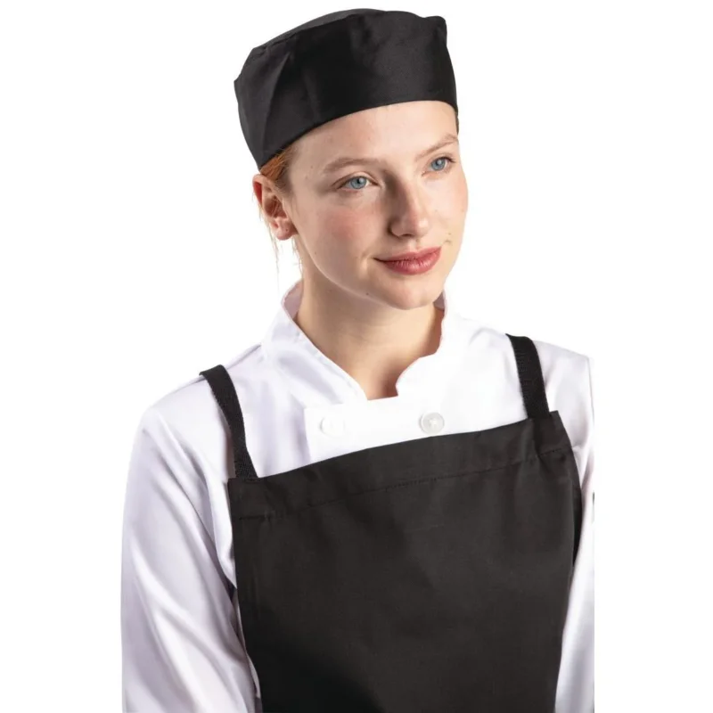 Calot de cuisine en polycoton Whites noir - Taille XL Haute Qualité