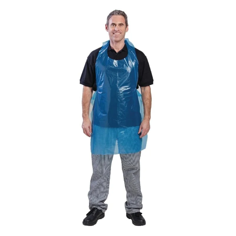 Tabliers jetables en polyéthylène bleus 14,5 microns (Boîte de 100) Remise