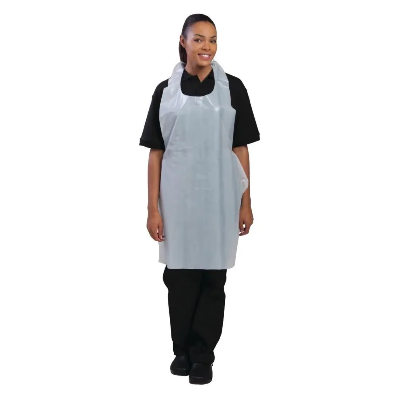 Tabliers jetables en polyéthylène blancs 14,5 microns (Lot de 100) Vente Directe