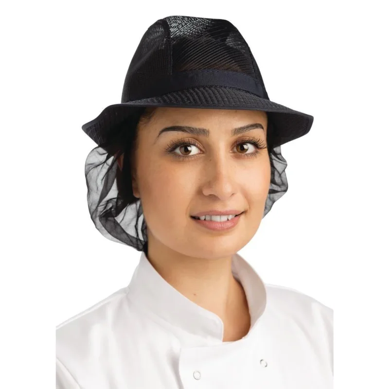 Usine Directe Chapeau Trilby bleu marine avec résille - Taille M
