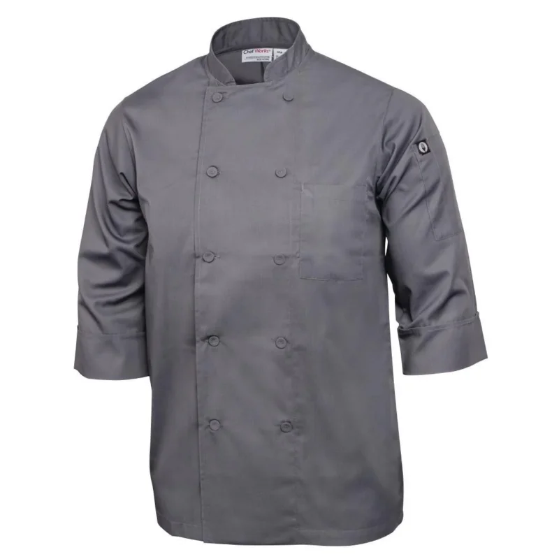 Veste de cuisine mixte Chef Works grise - Taille L Offre Du Jour