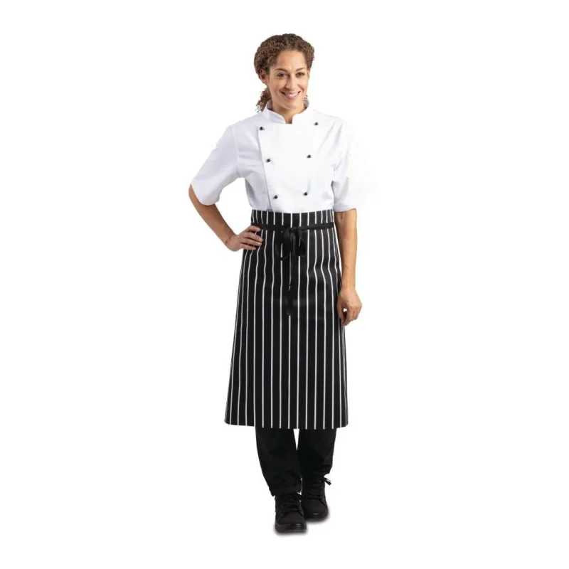 Tablier de cuisine Whites rayé blanc et noir Seulement Aujourd’hui