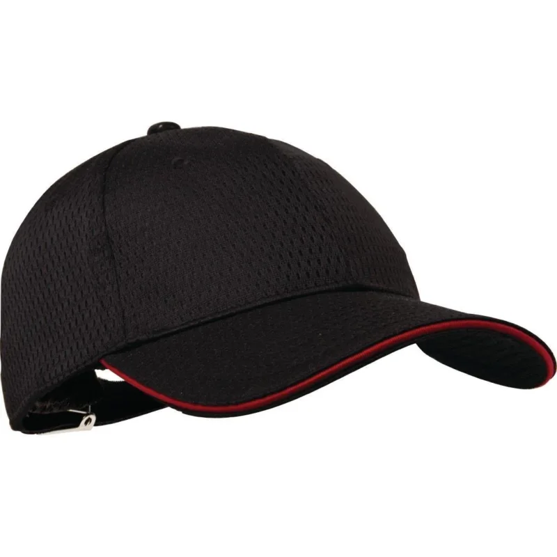 Prix Promo Casquette baseball Cool Vent Chef Works noire et rouge