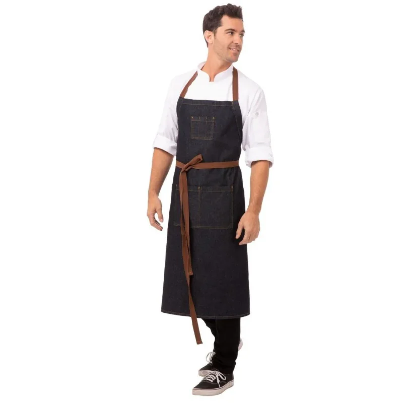 Tablier bavette Chef Works Urban Memphis bleu Dernier Modèle