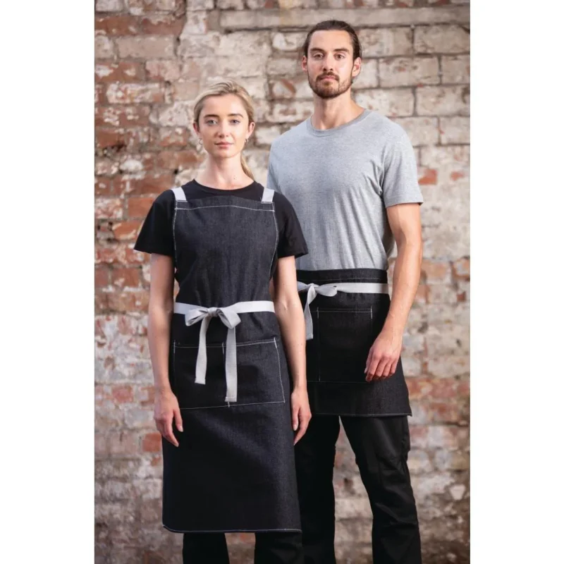 Nouveauté Tablier serveur court denim Southside noir 760mm
