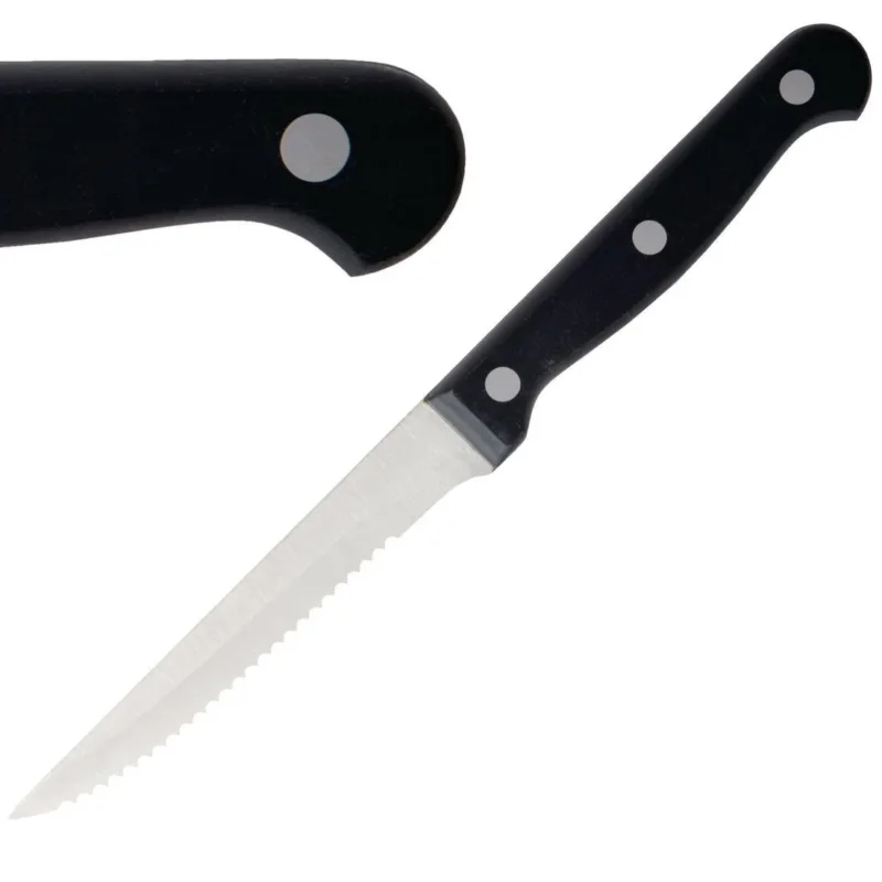 Couteaux à viande Olympia manche noir (Lot de 12) Dernier Modèle