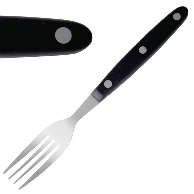 Fourchettes à viande Olympia manche noir (Lot de 12) Expédition Rapide