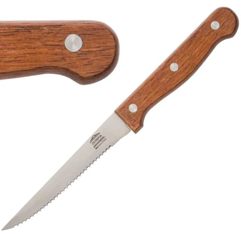 Quantité Limitée Couteaux à viande Olympia manche en bois (Lot de 12)