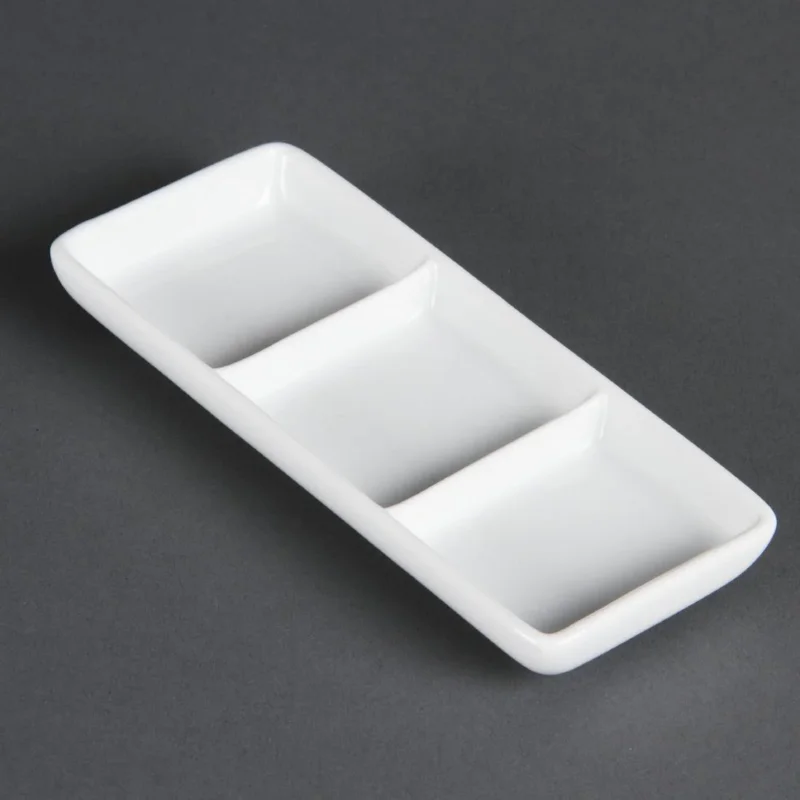 Top Vente Plat à 3 compartiments blanc Olympia (Lot de 12)
