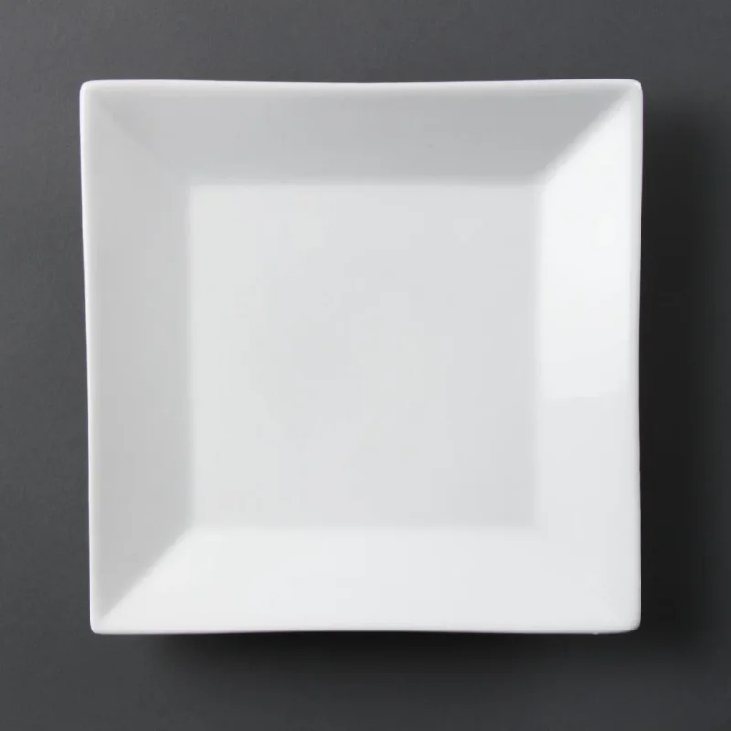 Assiette carrée à large bord blanche Olympia (Lot de 6) Commander Vite