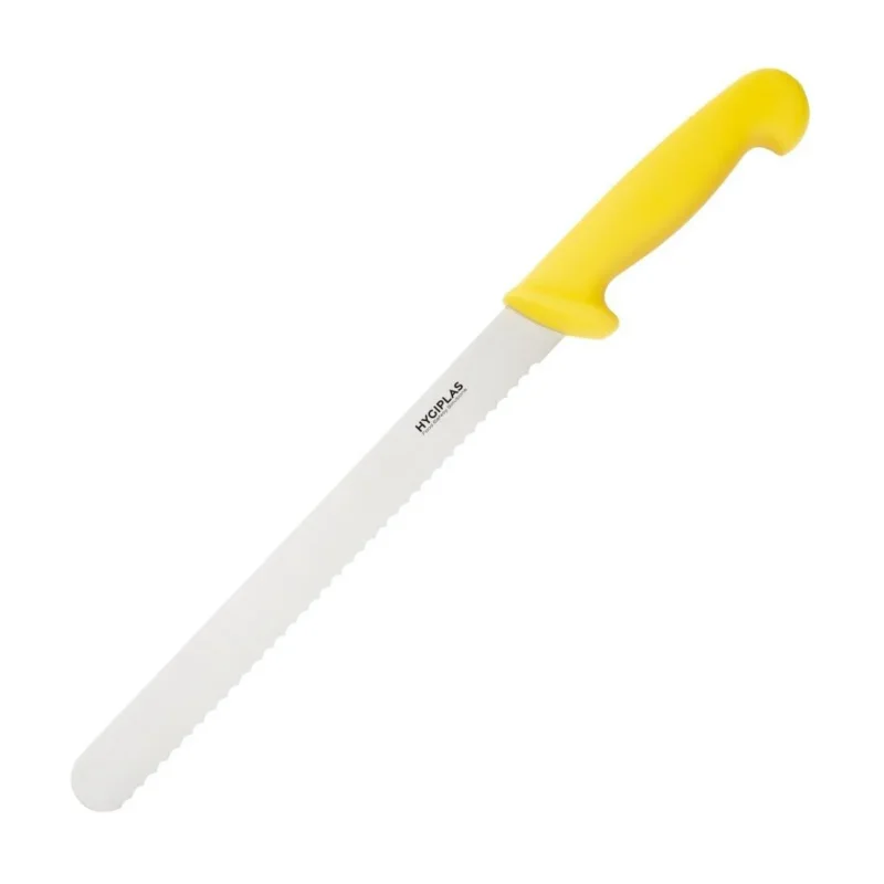 Couteau à trancher denté Hygiplas jaune 255mm Certifié