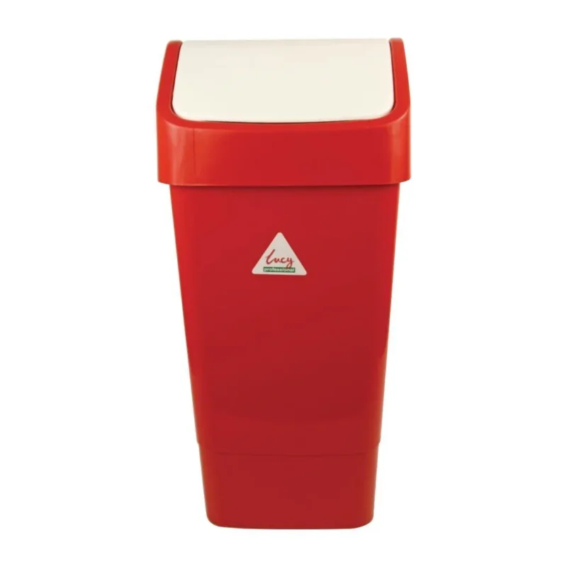 Poubelle polypropylène à couvercle battant SYR rouge 50L Prix Cassé
